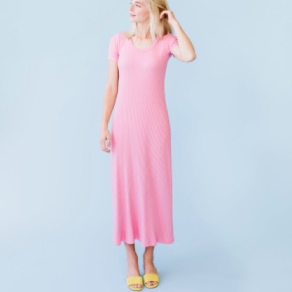 Pink Ribbed Maxi Dress